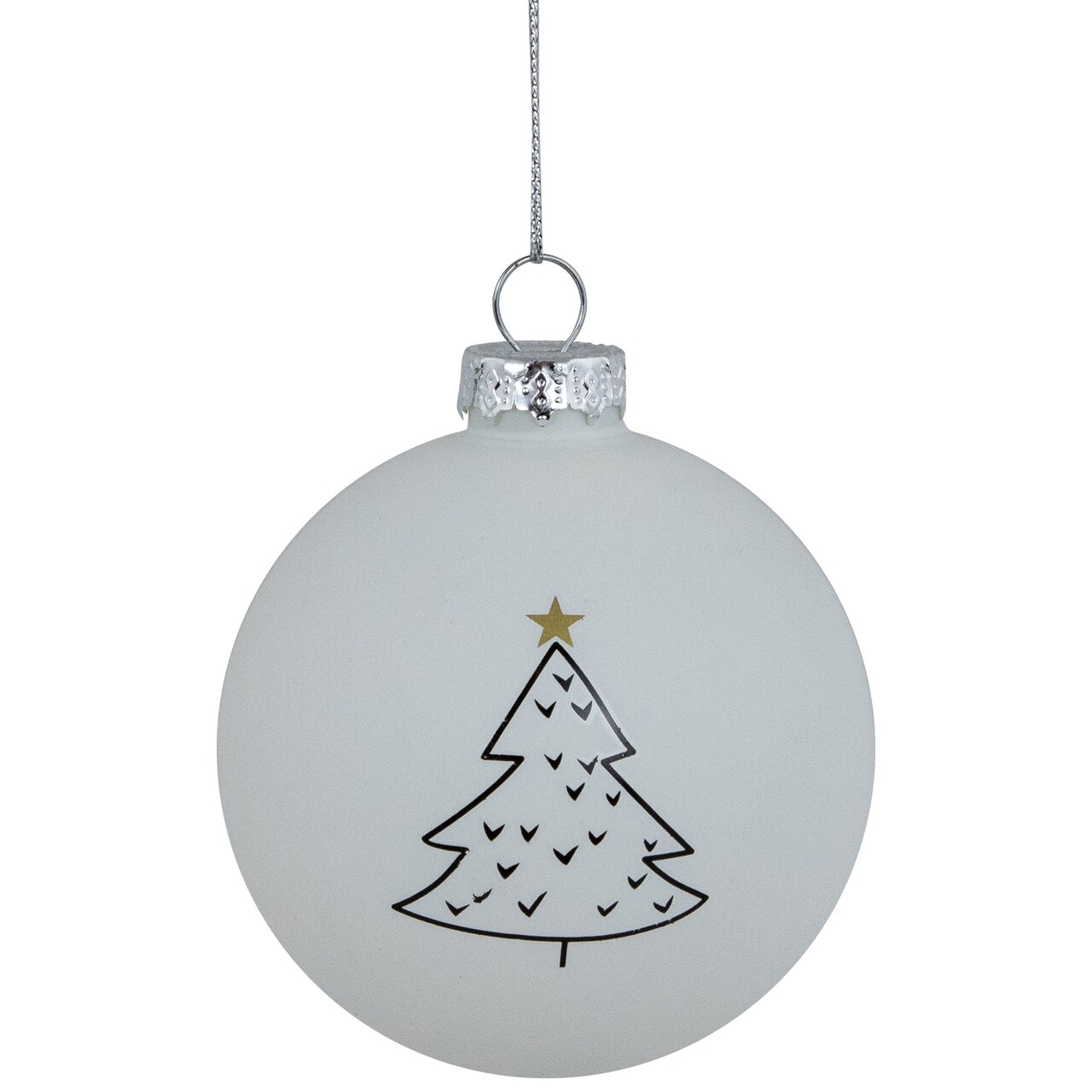 Northlight 4ct Matte White Christmas Tree Glass Ball Ornaments 3&#x22;